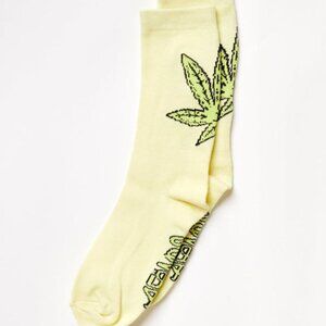 BNWT Afends - Coasting - Hemp Weed Socks Citron Yellow One Pack Men's/Unisex